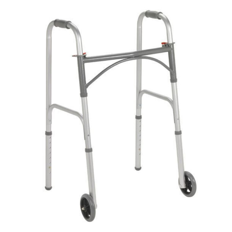 Folding Junior Walker, Two Button with 5" Wheels