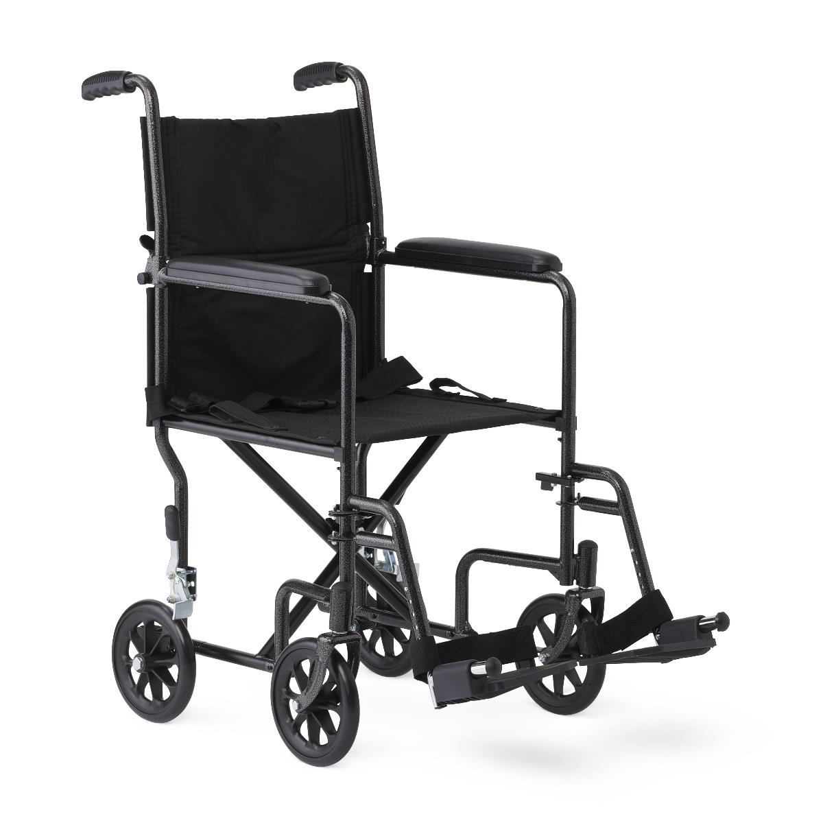 Medline Steel Transport Chair with Arms and Swing-Away Footrests | HHCS