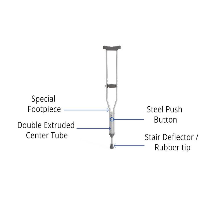 Medline Standard Aluminum Push Button Crutch