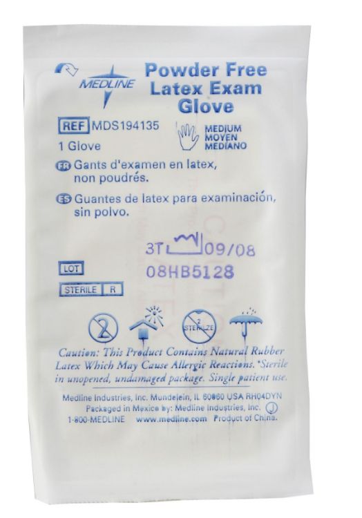 Medline Sterile Powder Free Latex Exam Gloves