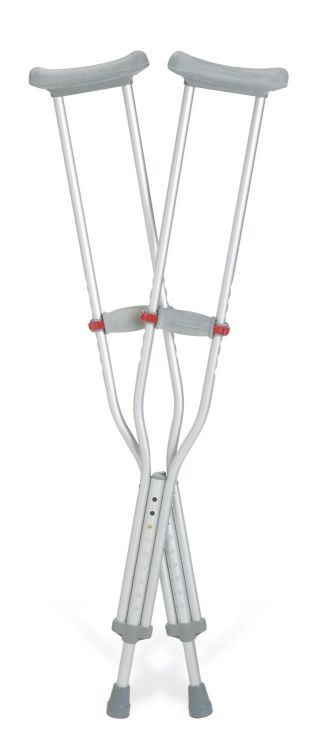 Medline Aluminum Crutches with Red Dot Hand Grip