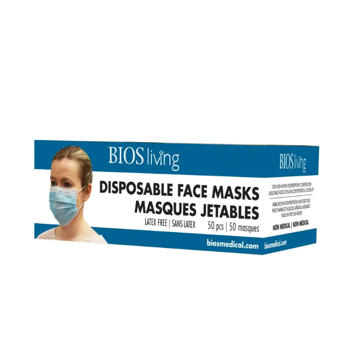 Disposable Face Mask w/Ear Loops - 3 Ply (Box of 50)