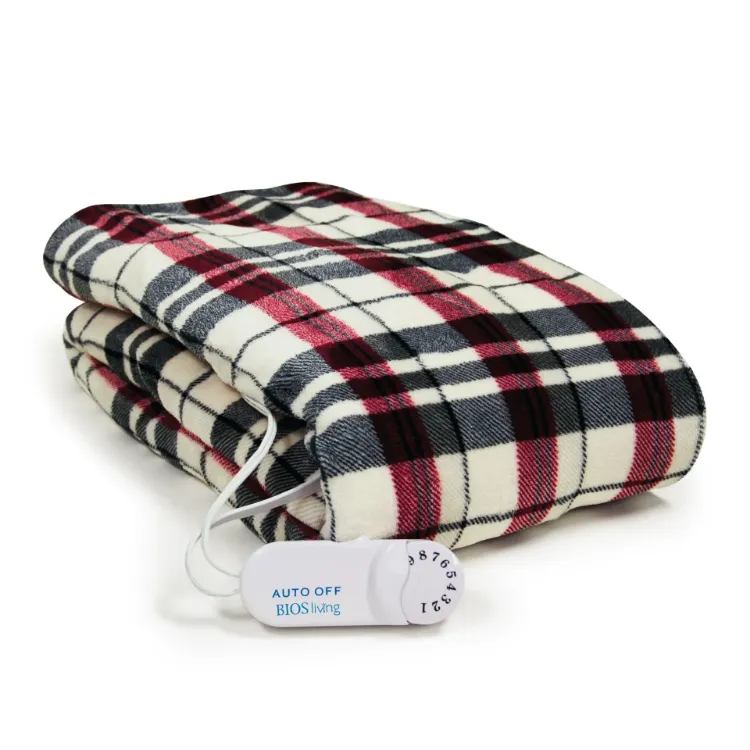 Micro Plush Heated Throw (Linen Plaid)