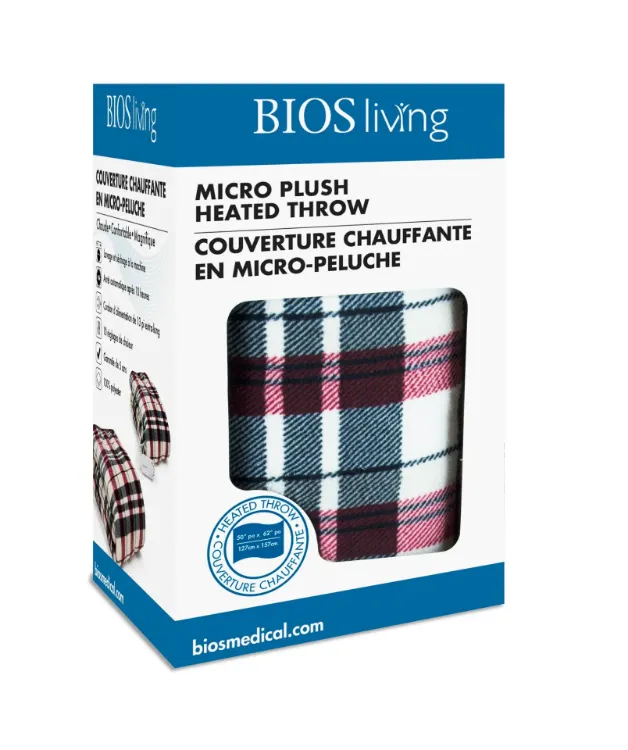 Micro Plush Heated Throw (Linen Plaid)