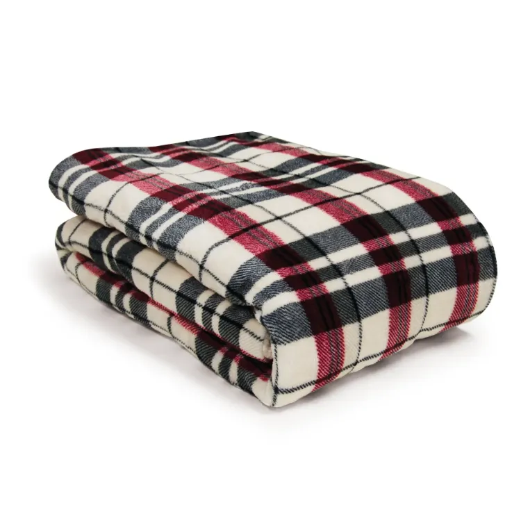 Micro Plush Heated Throw (Linen Plaid)