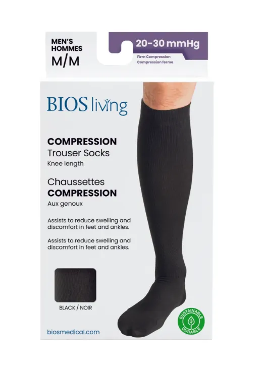 Men Trouser Knee High Black 20-30mmHg