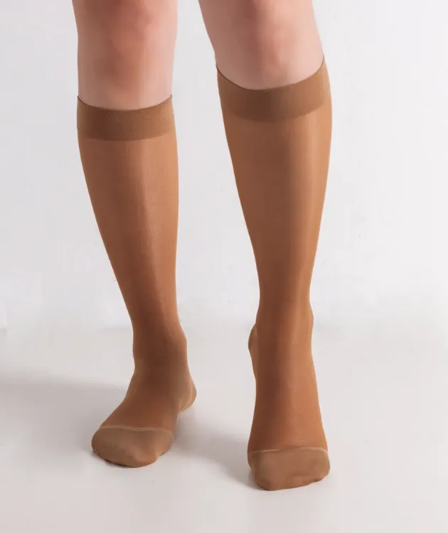 Women's Compression Knee Socks 15-20 mm Hg, Beige