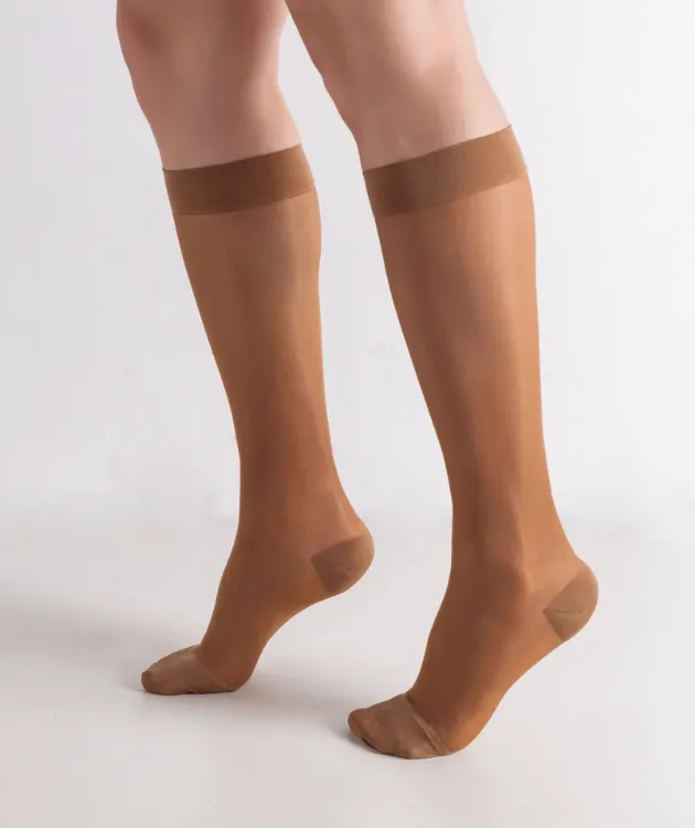 Women's Compression Knee Socks 15-20 mm Hg, Beige