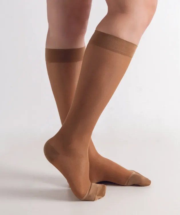 Women's Compression Knee Socks 15-20 mm Hg, Beige