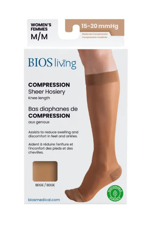 Women's Compression Knee Socks 15-20 mm Hg, Beige