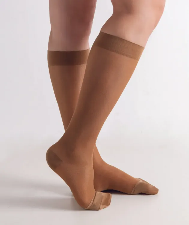 Women's Compression Knee Socks 20-30 mm Hg, Beige