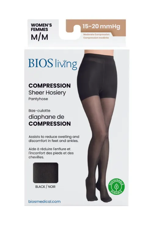 Women's Compression Pantyhose 15-20mm Hg, Black