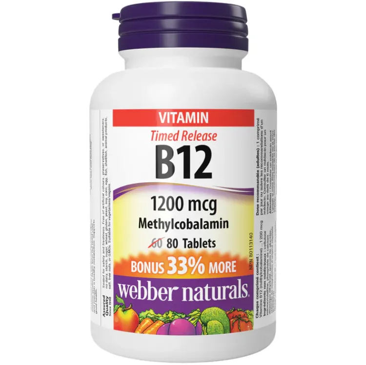 Webber Naturals Vitamin B12 Time Release Tablets 1200Mcg